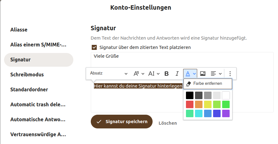 Signatur einfügen