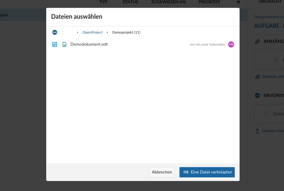 Datei auswählen Nextcloud