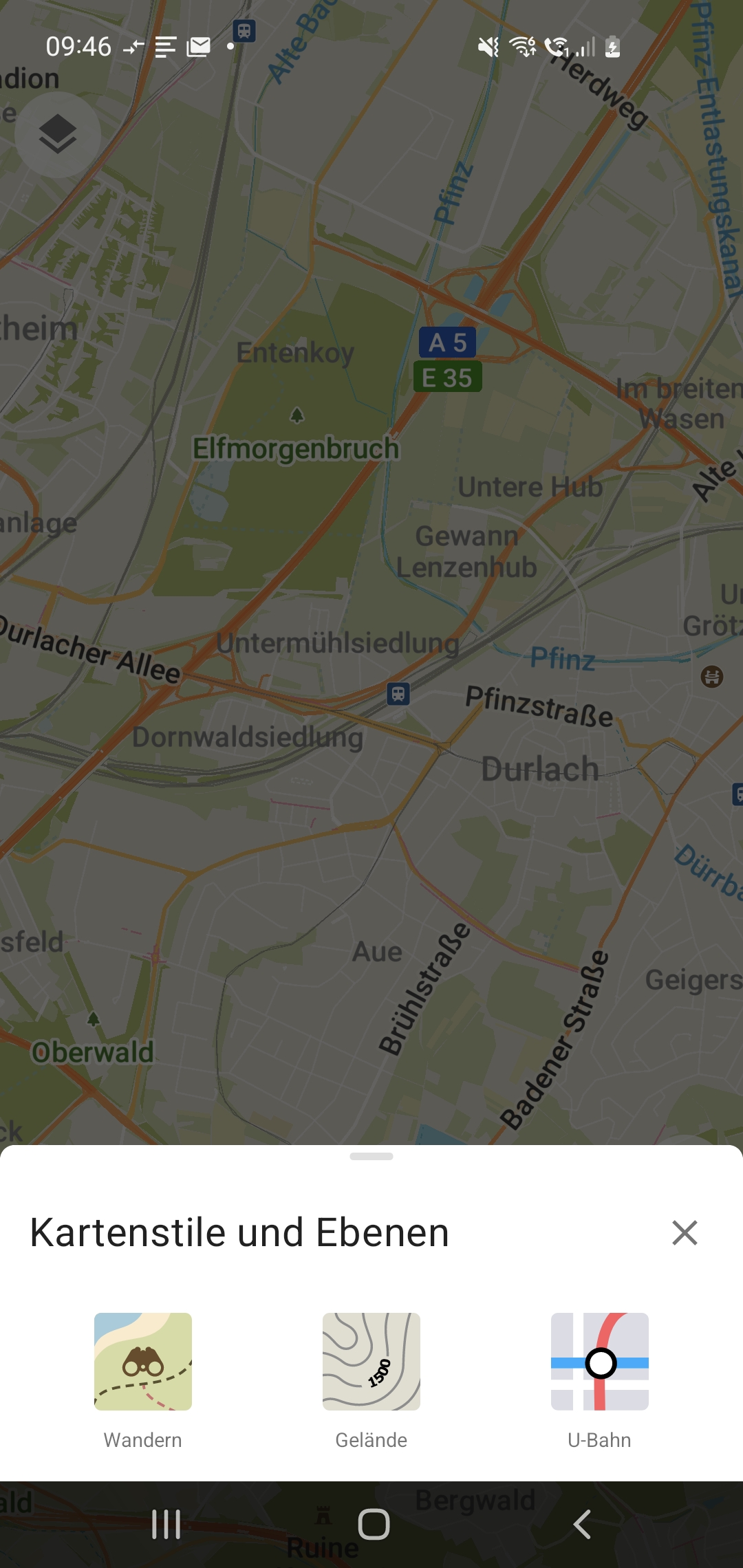 Organic Map Kartenstil und Ebene