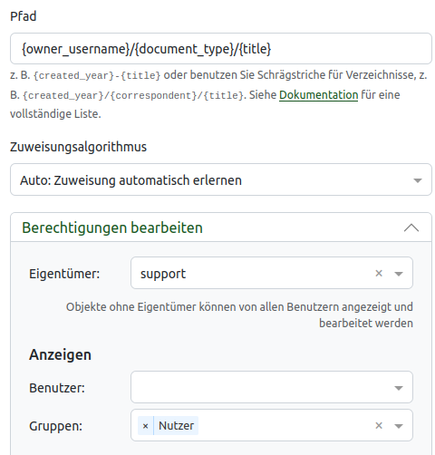 Speicherpfad Berechtigung