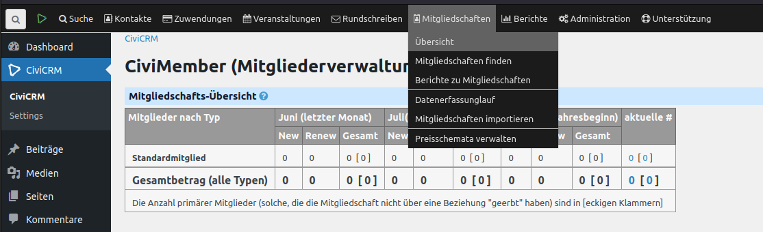 Mitgliedschaften-Übersicht